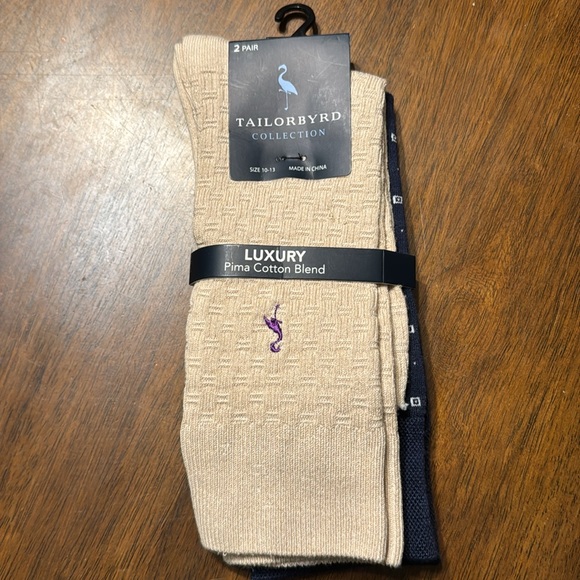 Luxury Dress Socks 2pr Tailor Byrd Trouser Crew Pima Cotton Blend Soft - 10-13 - Picture 8 of 8
